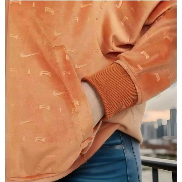 Nike Air Velour Jacket Orange Full Zip Signature Logo Long Sleeve Women's Sz 2X - Picture 5 of 6